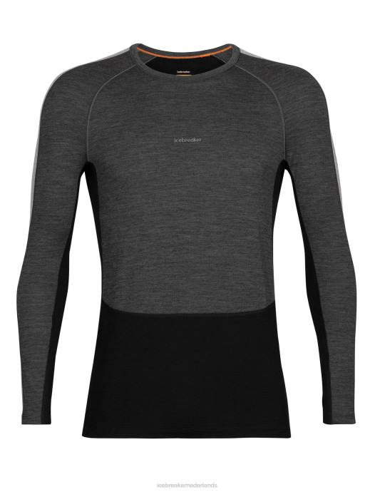 Icebreaker Heren 200 zoneknit merino thermotop met lange mouwen en ronde halsjet heide/zwart XXNJ179 kleding