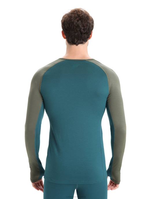 Icebreaker Heren 200 zoneknit merino thermotop met lange mouwen en ronde halsloden/groene glorie XXNJ180 kleding