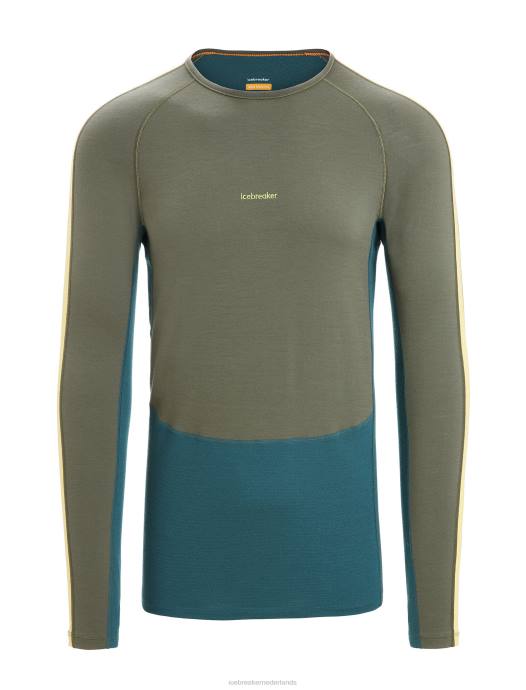 Icebreaker Heren 200 zoneknit merino thermotop met lange mouwen en ronde halsloden/groene glorie XXNJ180 kleding