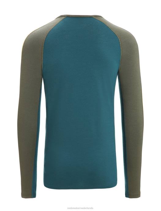 Icebreaker Heren 200 zoneknit merino thermotop met lange mouwen en ronde halsloden/groene glorie XXNJ180 kleding