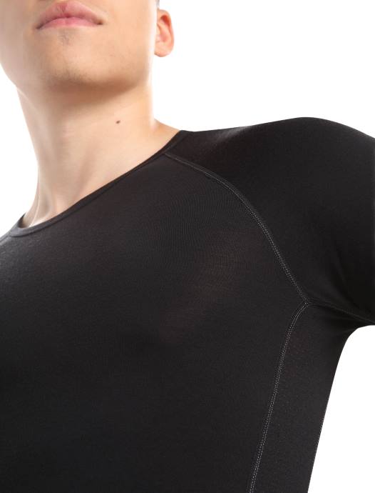 Icebreaker Heren bodyfitzone merino 150 zone thermotop met lange mouwen en ronde halszwart XXNJ173 kleding