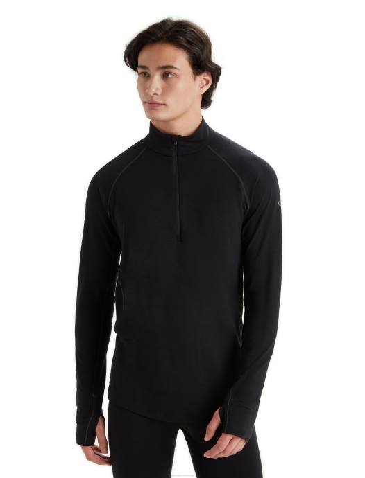 Icebreaker Heren bodyfitzone merino 200 zone thermische top met lange mouwen en halve ritszwart XXNJ419 kleding