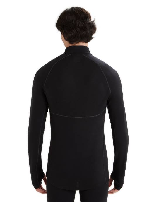 Icebreaker Heren bodyfitzone merino 200 zone thermische top met lange mouwen en halve ritszwart XXNJ419 kleding