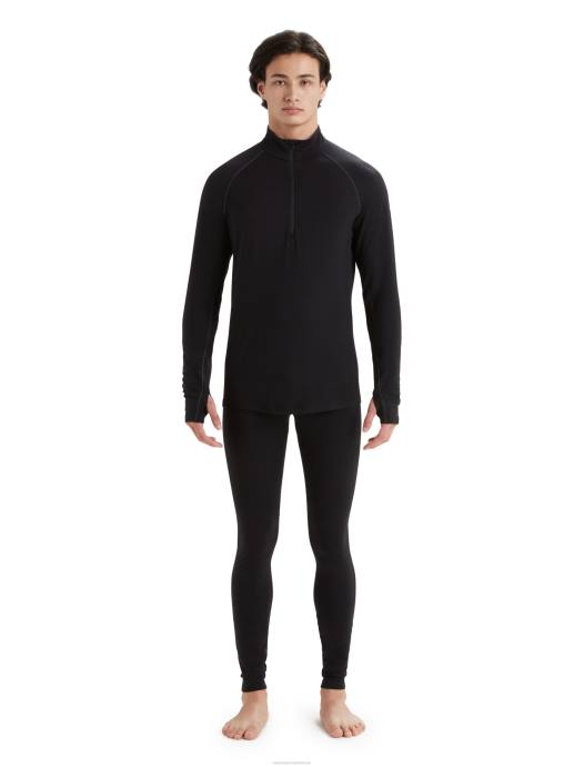 Icebreaker Heren bodyfitzone merino 200 zone thermische top met lange mouwen en halve ritszwart XXNJ419 kleding