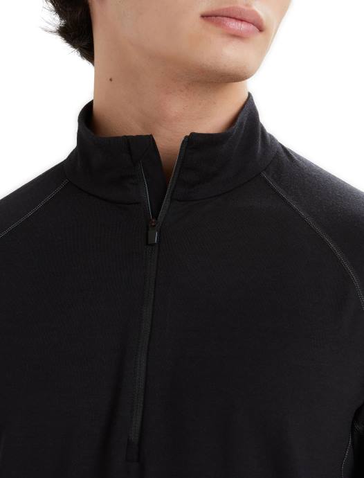 Icebreaker Heren bodyfitzone merino 200 zone thermische top met lange mouwen en halve ritszwart XXNJ419 kleding