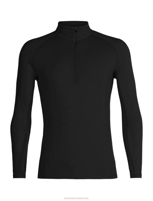 Icebreaker Heren bodyfitzone merino 200 zone thermische top met lange mouwen en halve ritszwart XXNJ419 kleding