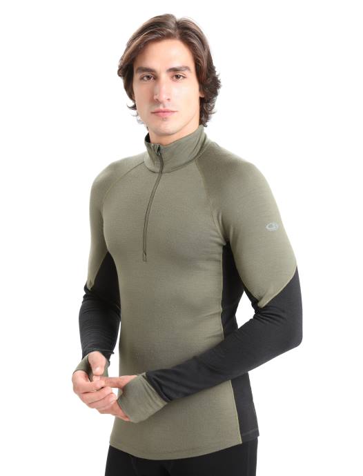 Icebreaker Heren bodyfitzone merino 260 zone thermische top met lange mouwen en halve ritsgeladen/zwart XXNJ389 kleding