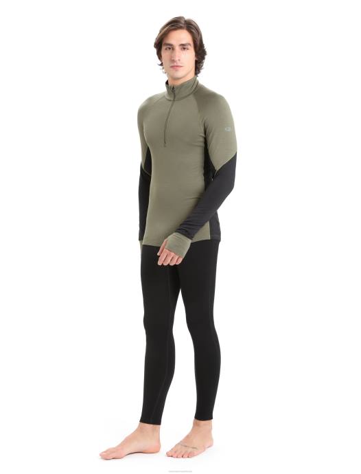 Icebreaker Heren bodyfitzone merino 260 zone thermische top met lange mouwen en halve ritsgeladen/zwart XXNJ389 kleding