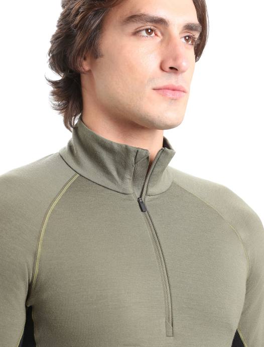 Icebreaker Heren bodyfitzone merino 260 zone thermische top met lange mouwen en halve ritsgeladen/zwart XXNJ389 kleding