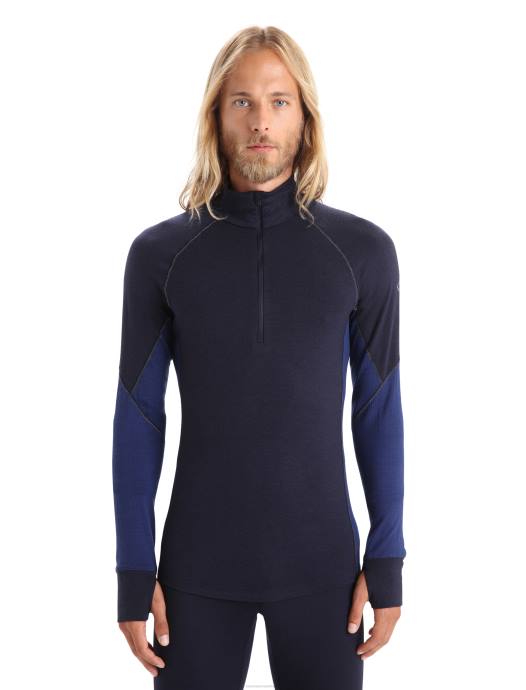 Icebreaker Heren bodyfitzone merino 260 zone thermische top met lange mouwen en halve ritsmiddernacht marine/koninklijke marine XXNJ388 kleding