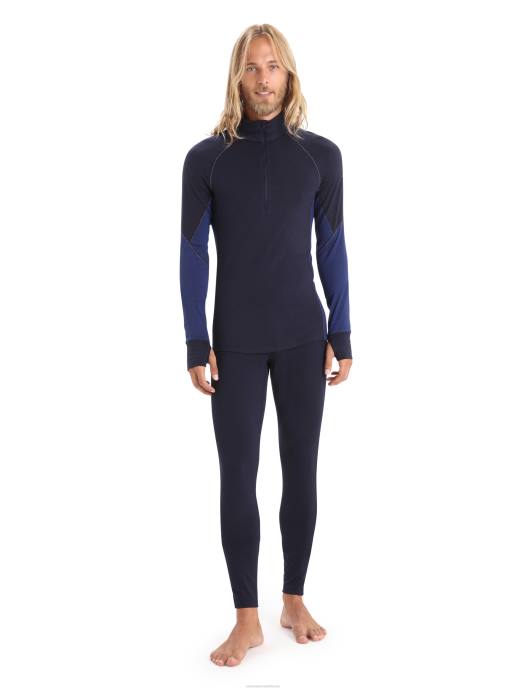 Icebreaker Heren bodyfitzone merino 260 zone thermische top met lange mouwen en halve ritsmiddernacht marine/koninklijke marine XXNJ388 kleding