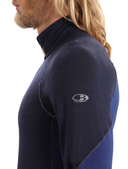 Icebreaker Heren bodyfitzone merino 260 zone thermische top met lange mouwen en halve ritsmiddernacht marine/koninklijke marine XXNJ388 kleding