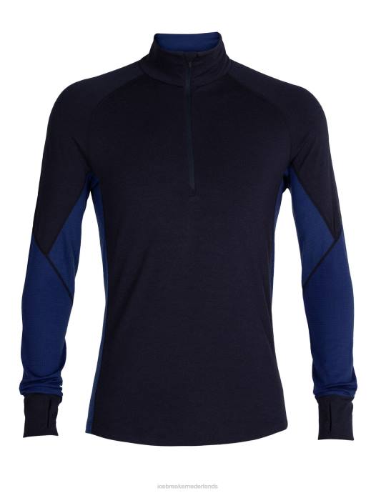 Icebreaker Heren bodyfitzone merino 260 zone thermische top met lange mouwen en halve ritsmiddernacht marine/koninklijke marine XXNJ388 kleding