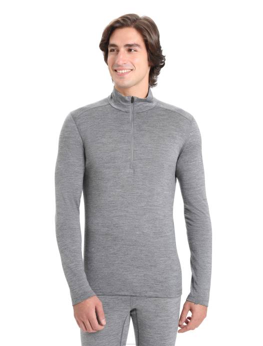 Icebreaker Heren merino 200 oasis thermische top met lange mouwen en halve ritsgritsteen heide XXNJ150 kleding