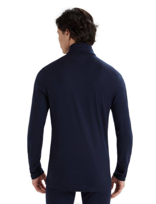 Icebreaker Heren merino 200 oasis thermische top met lange mouwen en halve ritsmiddernacht marine XXNJ151 kleding