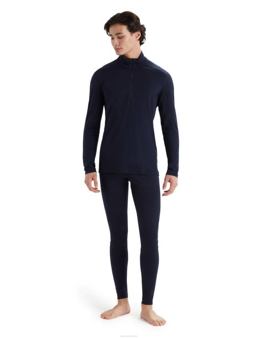 Icebreaker Heren merino 200 oasis thermische top met lange mouwen en halve ritsmiddernacht marine XXNJ151 kleding