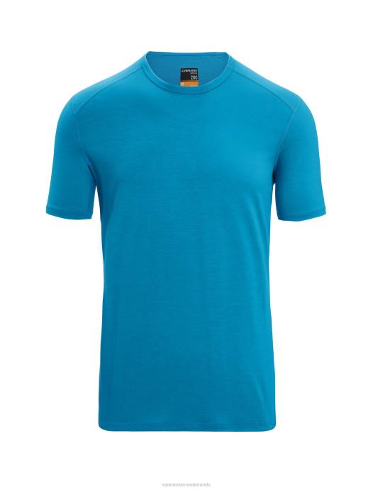 Icebreaker Heren merino 200 oasis thermotop met korte mouwen en ronde halsgeo-blauw XXNJ156 kleding