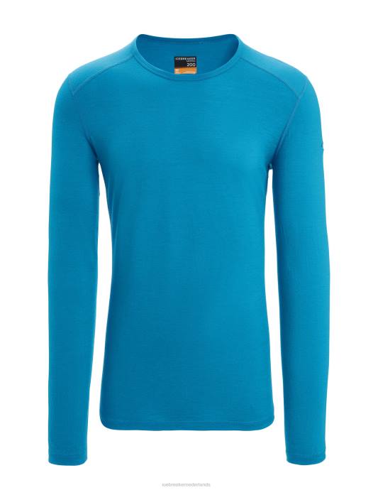 Icebreaker Heren merino 200 oasis thermotop met lange mouwen en ronde halsgeo-blauw XXNJ137 kleding