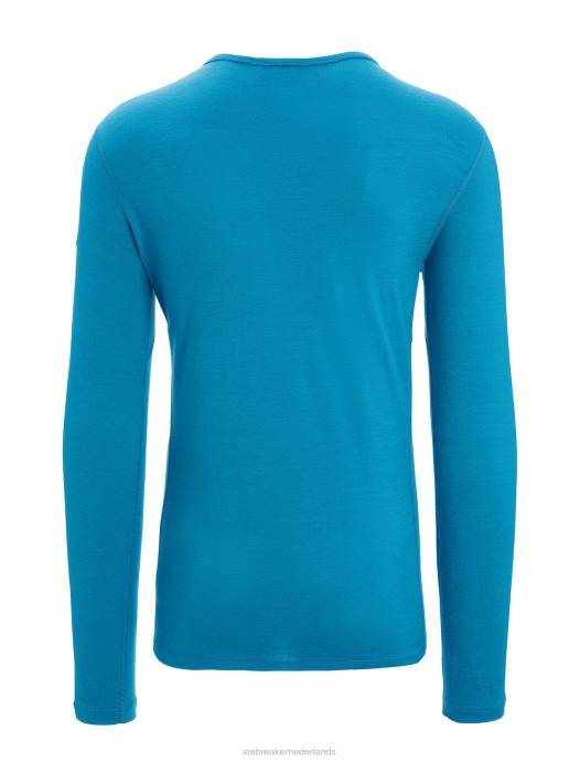 Icebreaker Heren merino 200 oasis thermotop met lange mouwen en ronde halsgeo-blauw XXNJ137 kleding