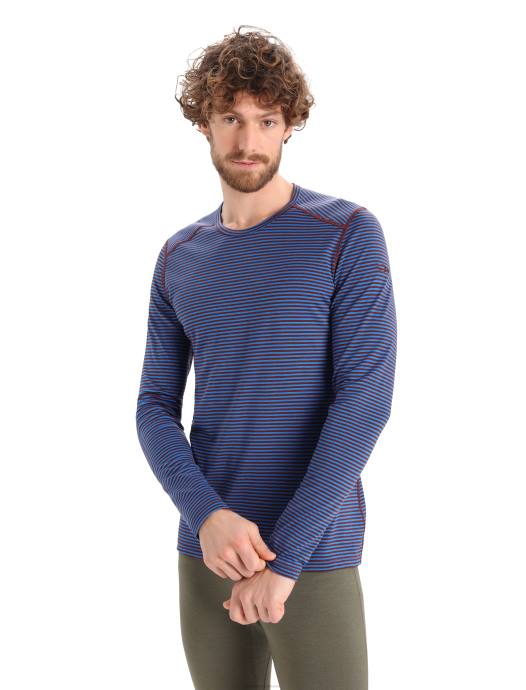 Icebreaker Heren merino 200 oasis thermotop met lange mouwen en ronde halslazuriet/espresso XXNJ445 kleding