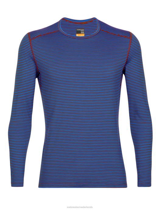 Icebreaker Heren merino 200 oasis thermotop met lange mouwen en ronde halslazuriet/espresso XXNJ445 kleding