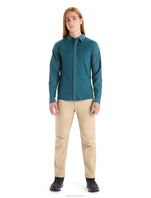 Icebreaker Heren Merino wandeltop met lange mouwengroene glorie XXNJ190 kleding