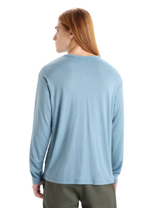 Icebreaker Heren merino graanschuur T-shirt met lange mouwen en zakastraal blauw XXNJ199 kleding