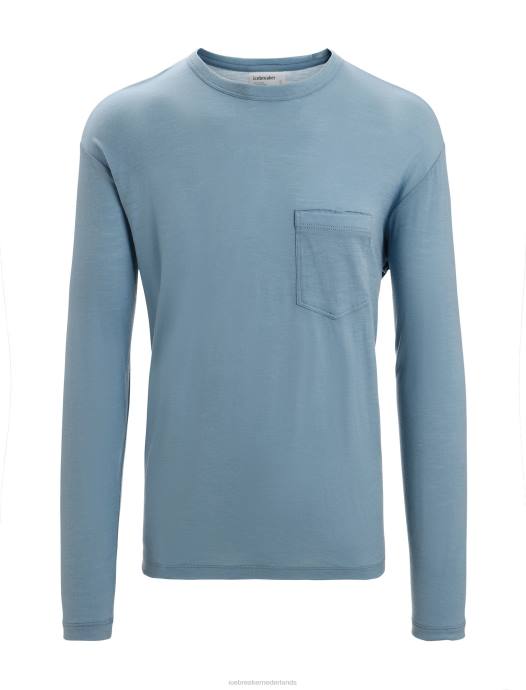 Icebreaker Heren merino graanschuur T-shirt met lange mouwen en zakastraal blauw XXNJ199 kleding