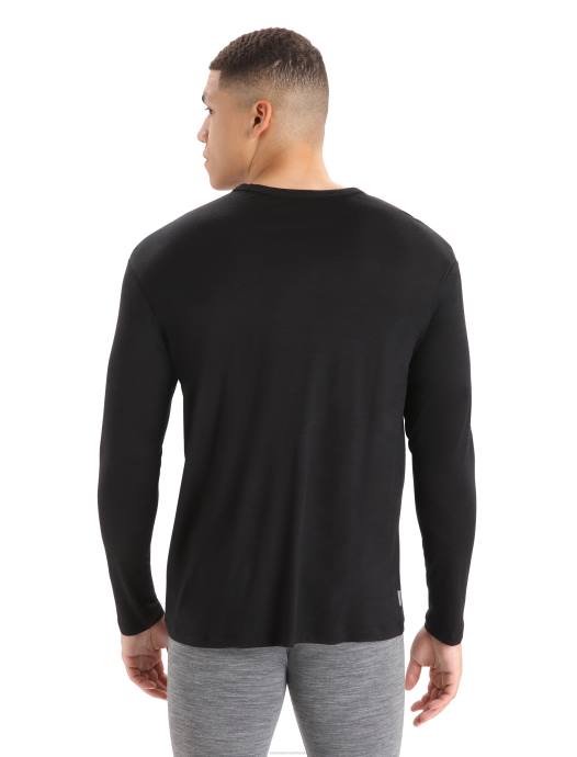 Icebreaker Heren merino graanschuur T-shirt met lange mouwen en zakzwart XXNJ198 kleding