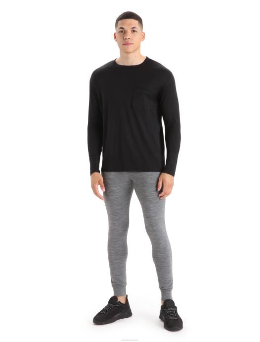 Icebreaker Heren merino graanschuur T-shirt met lange mouwen en zakzwart XXNJ198 kleding