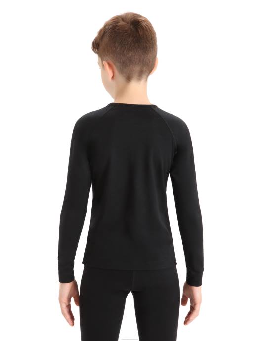 Icebreaker kinderen merino 200 oasis thermotop met lange mouwen en ronde halszwart XXNJ934 kleding