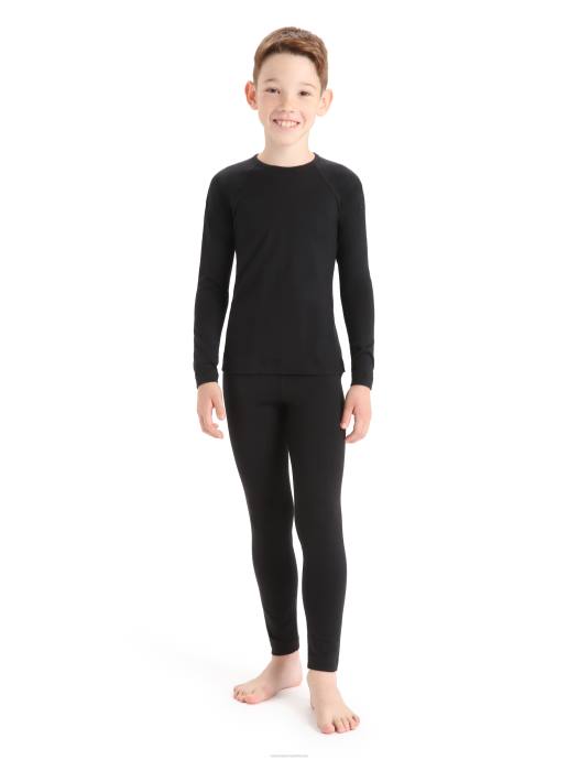 Icebreaker kinderen merino 200 oasis thermotop met lange mouwen en ronde halszwart XXNJ934 kleding