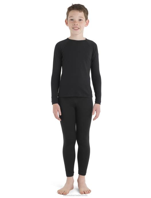 Icebreaker kinderen merino 200 oasis thermotop met lange mouwen en ronde halszwart XXNJ934 kleding