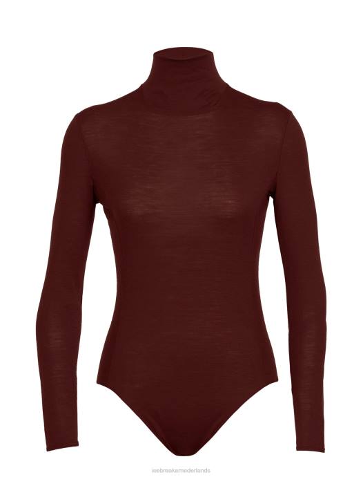 Icebreaker vrouwen merino queens bodysuit met hoge hals en lange mouwenespresso XXNJ915 kleding