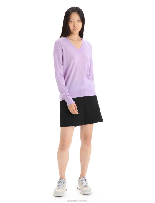 Icebreaker vrouwen Merino Wilcox trui met lange mouwen en V-halspaarse blik XXNJ723 kleding