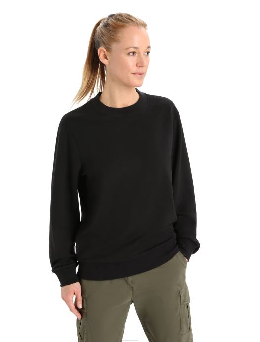 Icebreaker vrouwen Merino crush sweatshirt met lange mouwenzwart XXNJ707 kleding