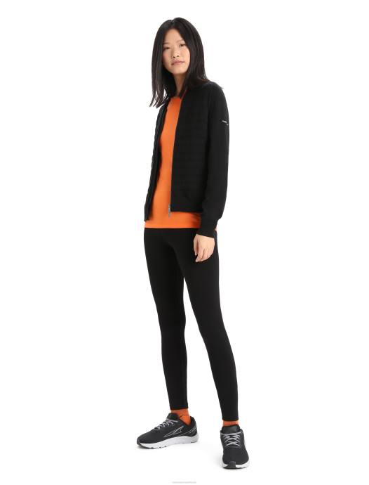 Icebreaker vrouwen city ​​label zoneknit merino geïsoleerde gebreide bomberzwart XXNJ683 kleding