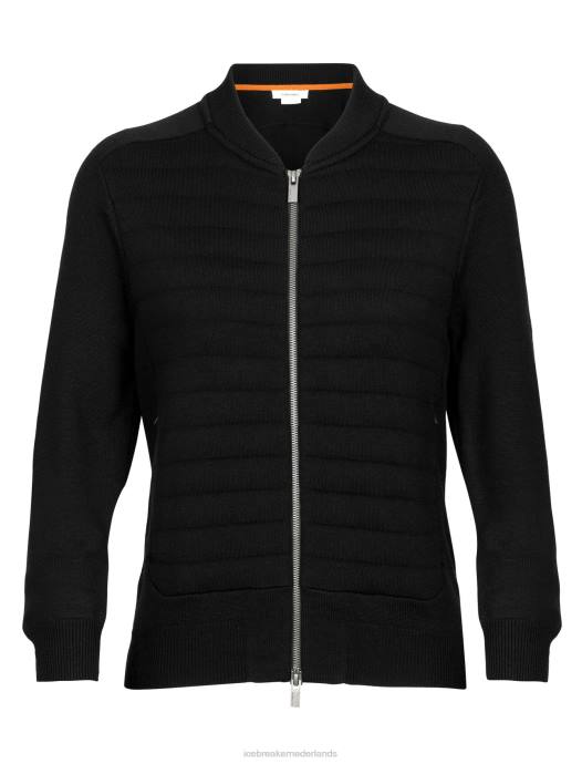 Icebreaker vrouwen city ​​label zoneknit merino geïsoleerde gebreide bomberzwart XXNJ683 kleding