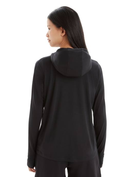 Icebreaker vrouwen cool-lite merinowollen hoodie met lange mouwenzwart XXNJ696 kleding