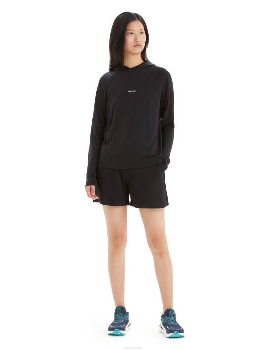 Icebreaker vrouwen cool-lite merinowollen hoodie met lange mouwenzwart XXNJ696 kleding