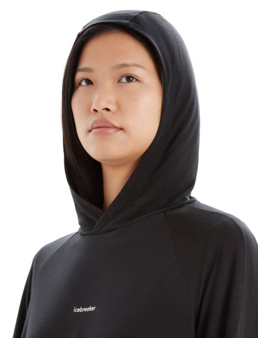 Icebreaker vrouwen cool-lite merinowollen hoodie met lange mouwenzwart XXNJ696 kleding