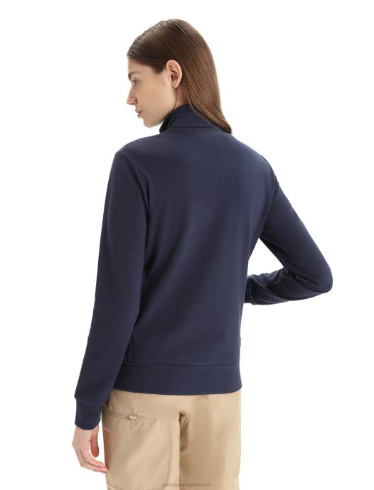 Icebreaker vrouwen merino centraal klassiek sweatshirt met lange mouwen en ritsmiddernacht marine XXNJ710 kleding