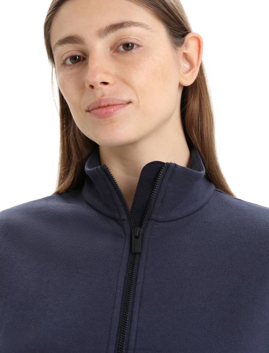 Icebreaker vrouwen merino centraal klassiek sweatshirt met lange mouwen en ritsmiddernacht marine XXNJ710 kleding