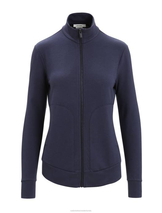 Icebreaker vrouwen merino centraal klassiek sweatshirt met lange mouwen en ritsmiddernacht marine XXNJ710 kleding