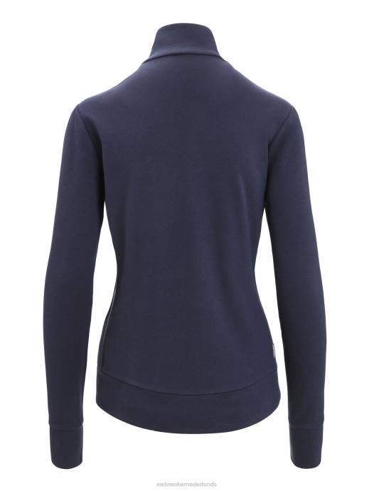 Icebreaker vrouwen merino centraal klassiek sweatshirt met lange mouwen en ritsmiddernacht marine XXNJ710 kleding