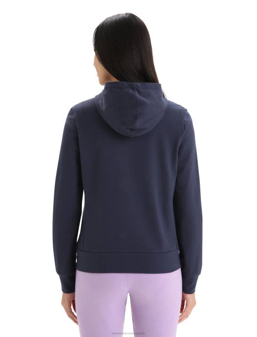 Icebreaker vrouwen merino centrale klassieke hoodie met lange mouwen en ritsmiddernacht marine XXNJ703 kleding