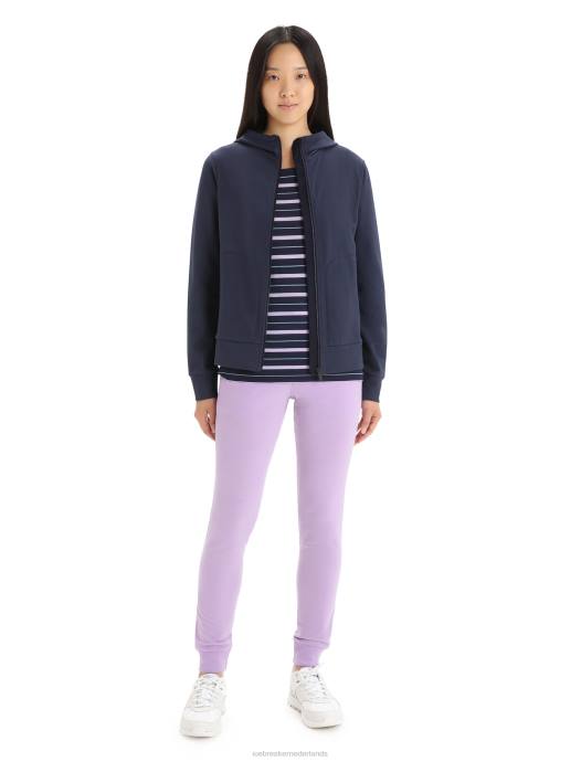 Icebreaker vrouwen merino centrale klassieke hoodie met lange mouwen en ritsmiddernacht marine XXNJ703 kleding