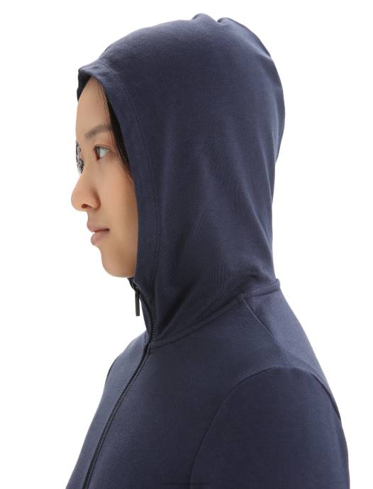 Icebreaker vrouwen merino centrale klassieke hoodie met lange mouwen en ritsmiddernacht marine XXNJ703 kleding