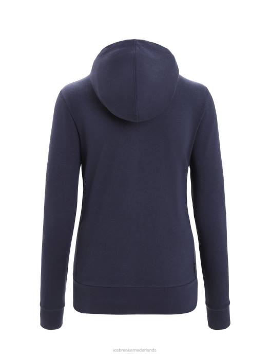 Icebreaker vrouwen merino centrale klassieke hoodie met lange mouwen en ritsmiddernacht marine XXNJ703 kleding