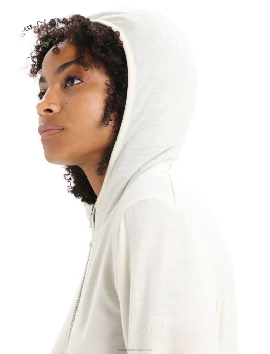 Icebreaker vrouwen merino graanschuur hoodie met lange mouwen en ritskrijt XXNJ717 kleding